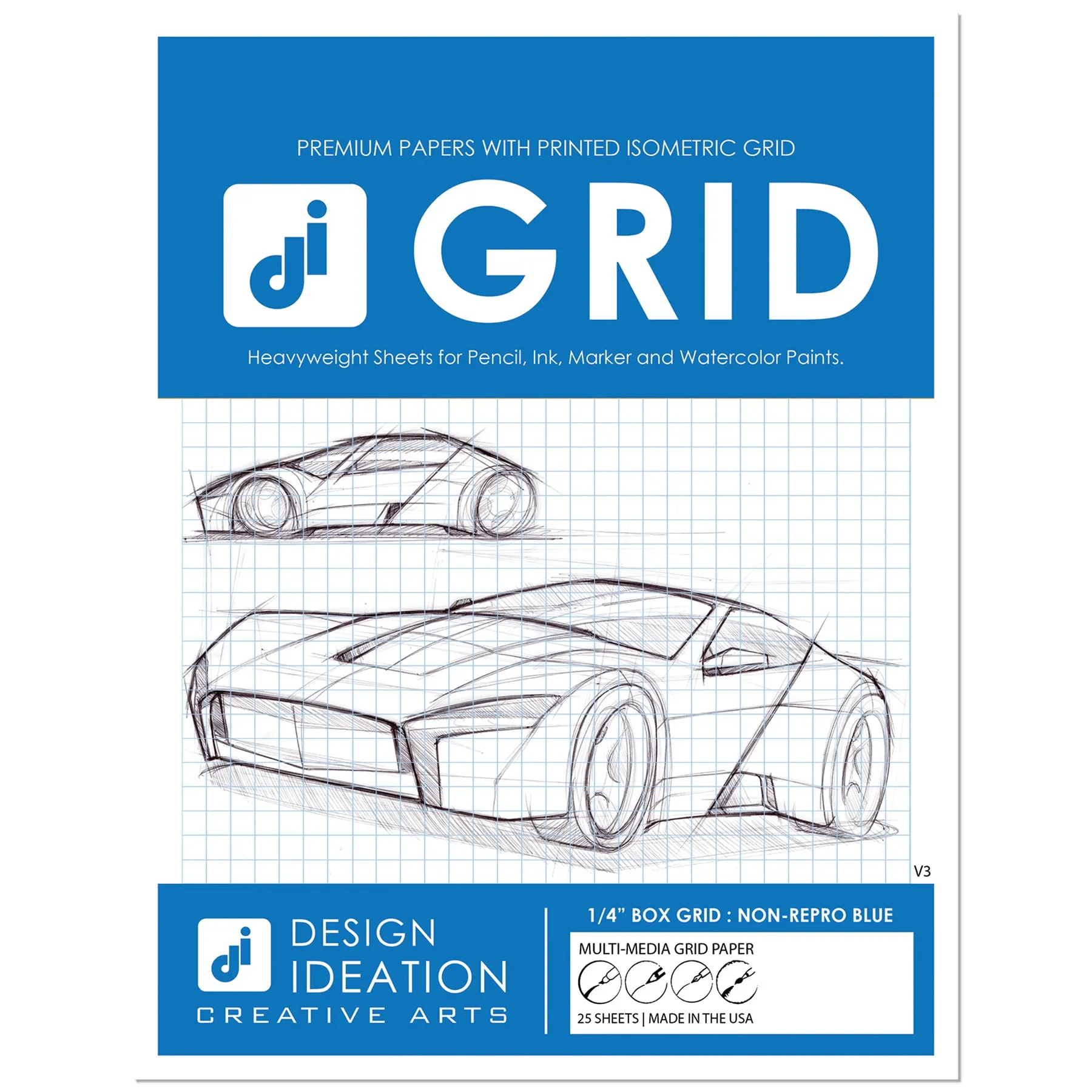 Design Ideation Grid Paper. BLUE Grid. Premium Grid Paper. (8.5" x 11") 25 Sheet Pack. LP-GRID-V3-BL-25