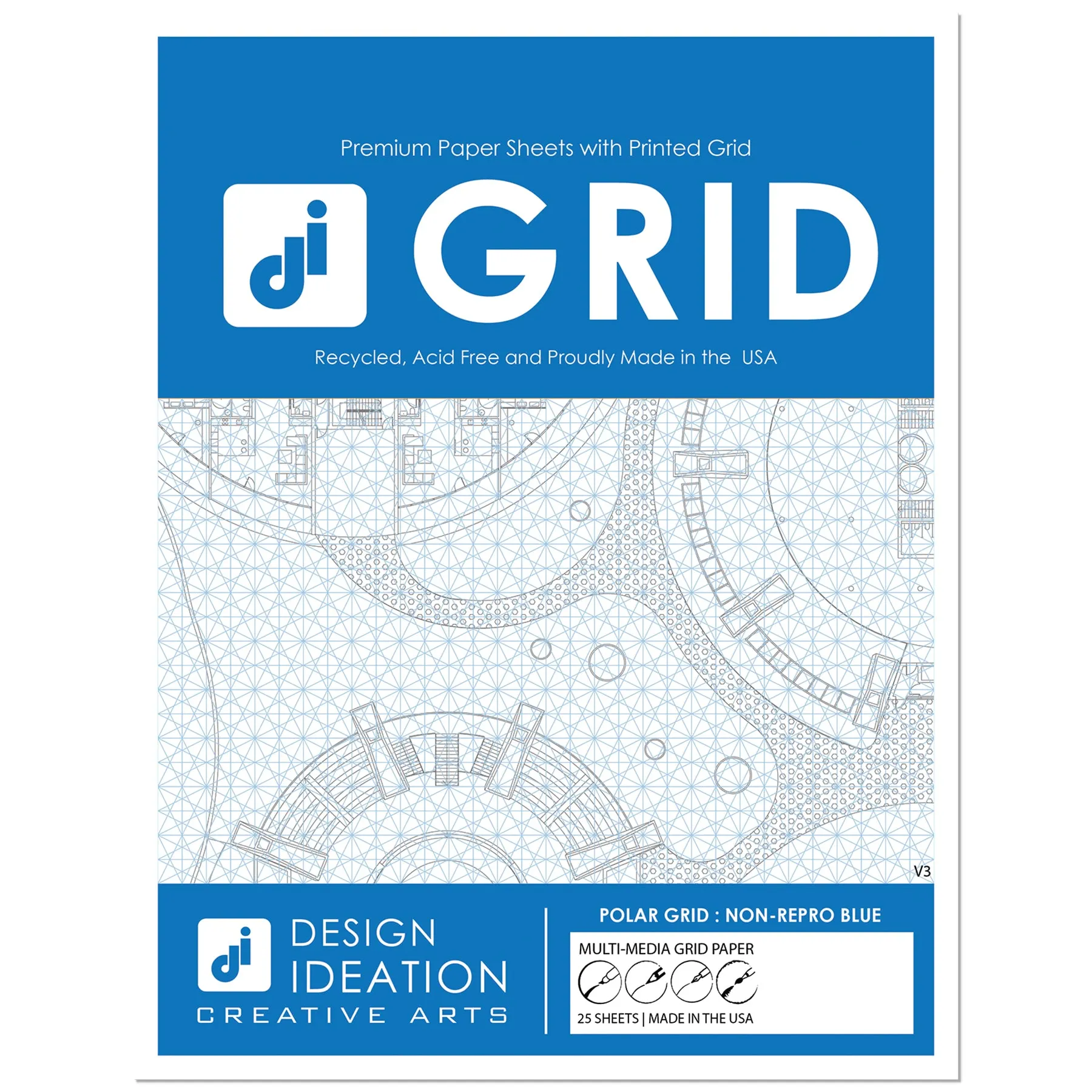 Design Ideation Grid Paper. BLUE Grid. Premium Grid Paper. (8.5" x 11") 25 Sheet Pack. LP-GRID-V3-BL-25