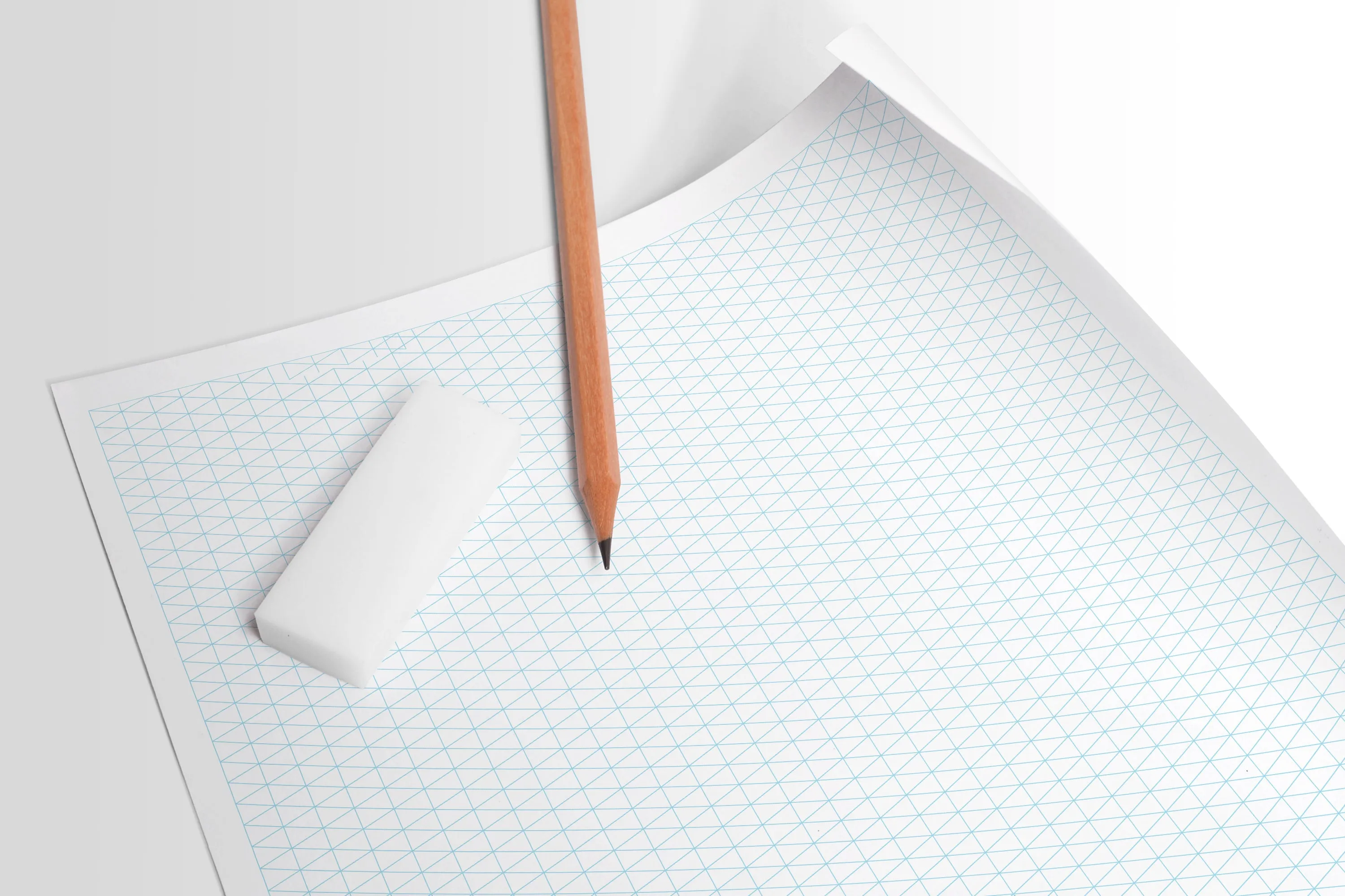 Design Ideation Grid Paper. Vertical Isometric Grid. Premium Grid Paper. (8.5" x 11") 25 Sheet Pack. LP-GRID-CP-25