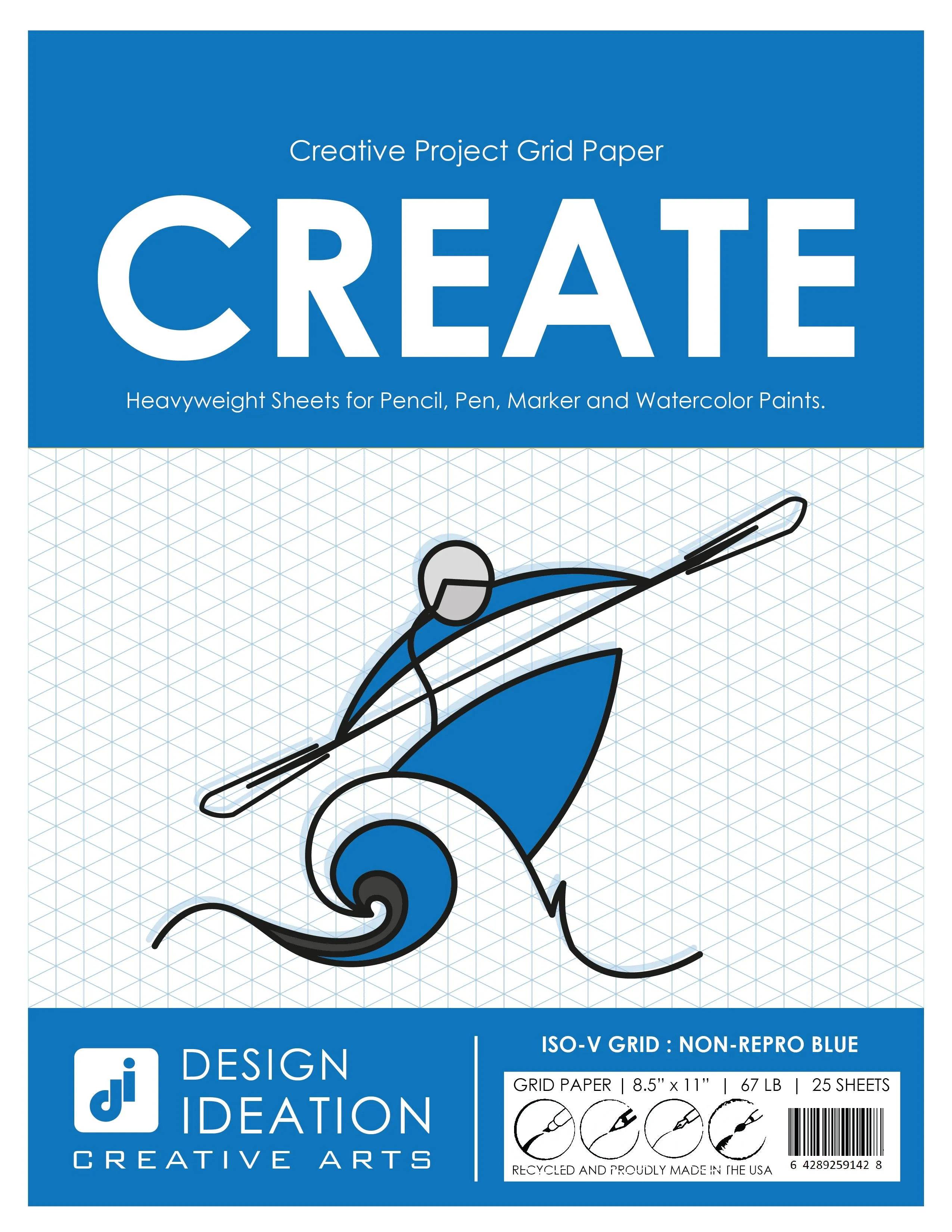 Design Ideation Grid Paper. Vertical Isometric Grid. Premium Grid Paper. (8.5" x 11") 25 Sheet Pack. LP-GRID-CP-25