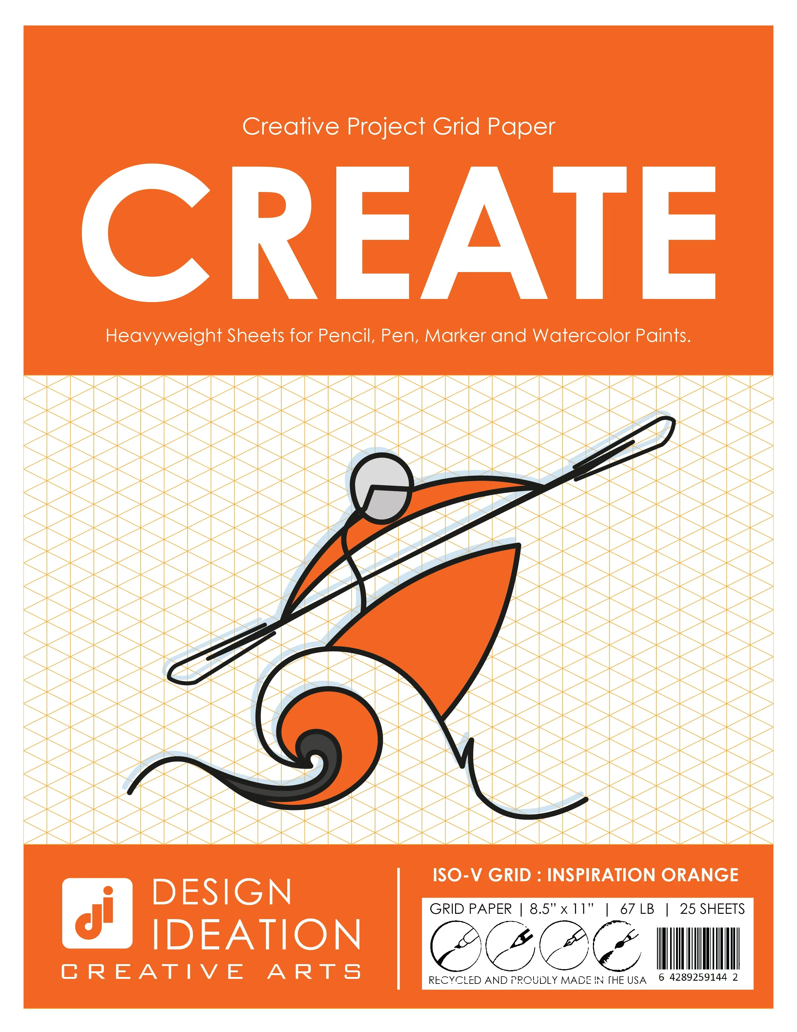 Design Ideation Grid Paper. Vertical Isometric Grid. Premium Grid Paper. (8.5" x 11") 25 Sheet Pack. LP-GRID-CP-25