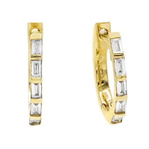 Diamond Baguette Huggie Earring 14K