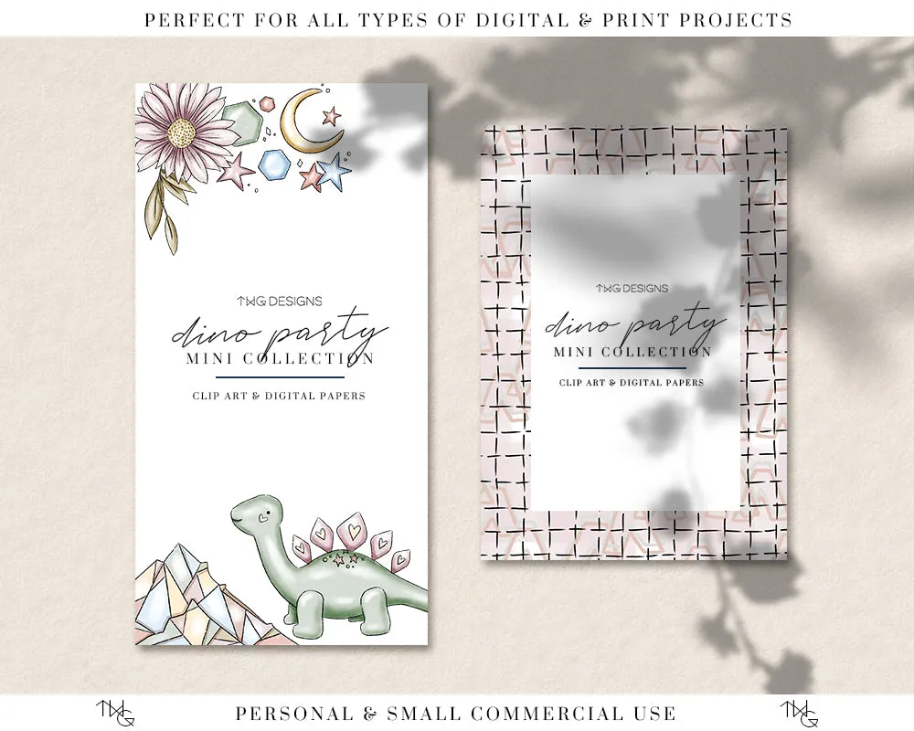 Dino Party Clipart   Pattern Bundle