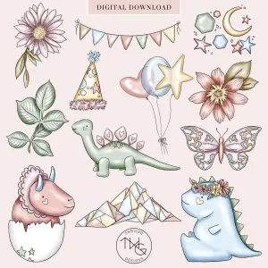 Dino Party Clipart   Pattern Bundle