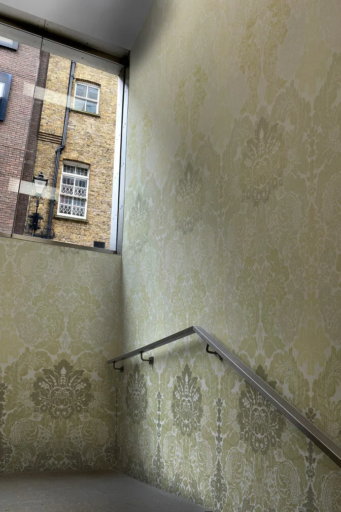 disappearing damask superwide wallpaper panel
