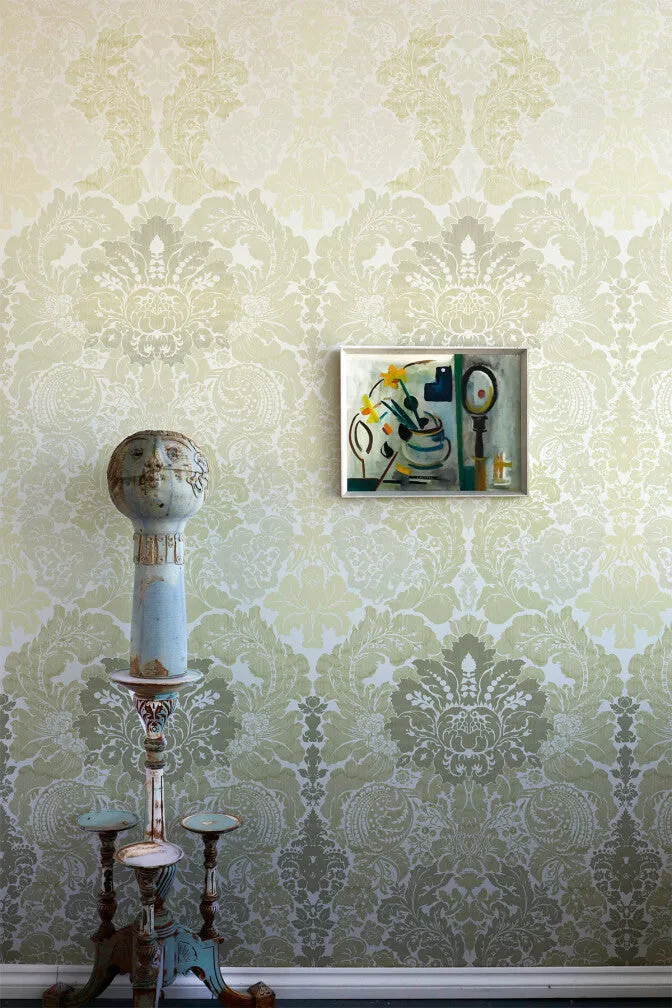 disappearing damask superwide wallpaper panel