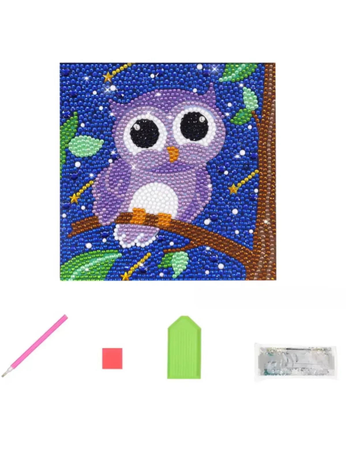 DIY Sparkling Owl Diamond Art Dots Painting Kit