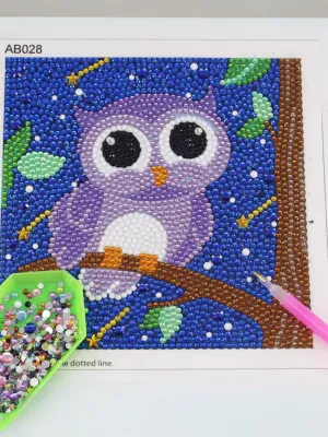 DIY Sparkling Owl Diamond Art Dots Painting Kit