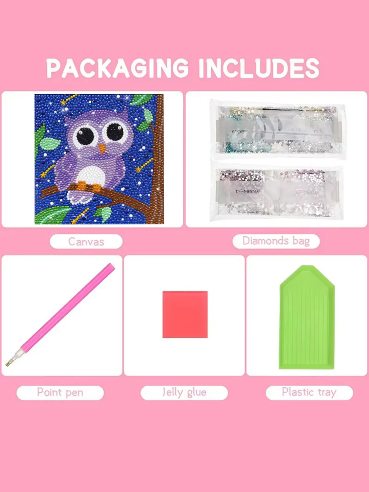 DIY Sparkling Owl Diamond Art Dots Painting Kit
