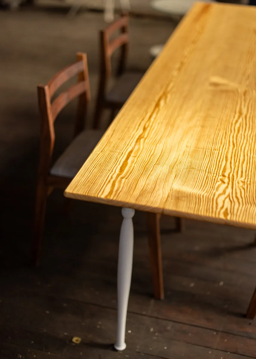 Down in the Holler Wood Dining Table | Almost Traditional Pine Farm table with Turned Legs