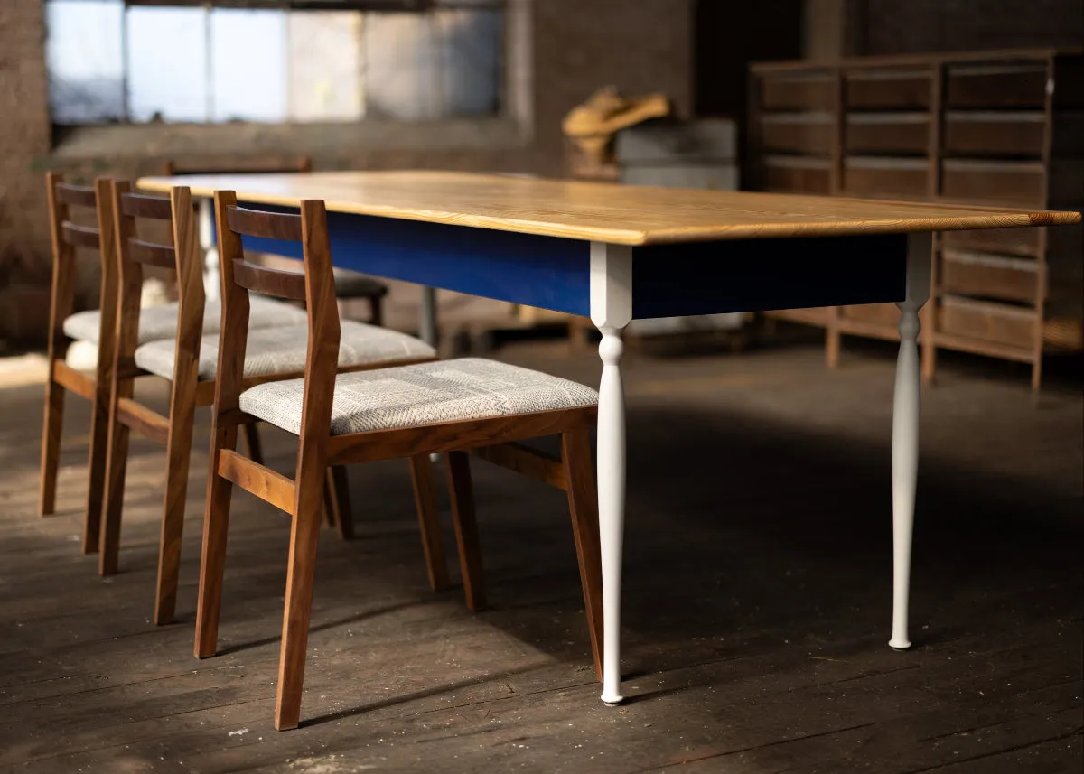 Down in the Holler Wood Dining Table | Almost Traditional Pine Farm table with Turned Legs