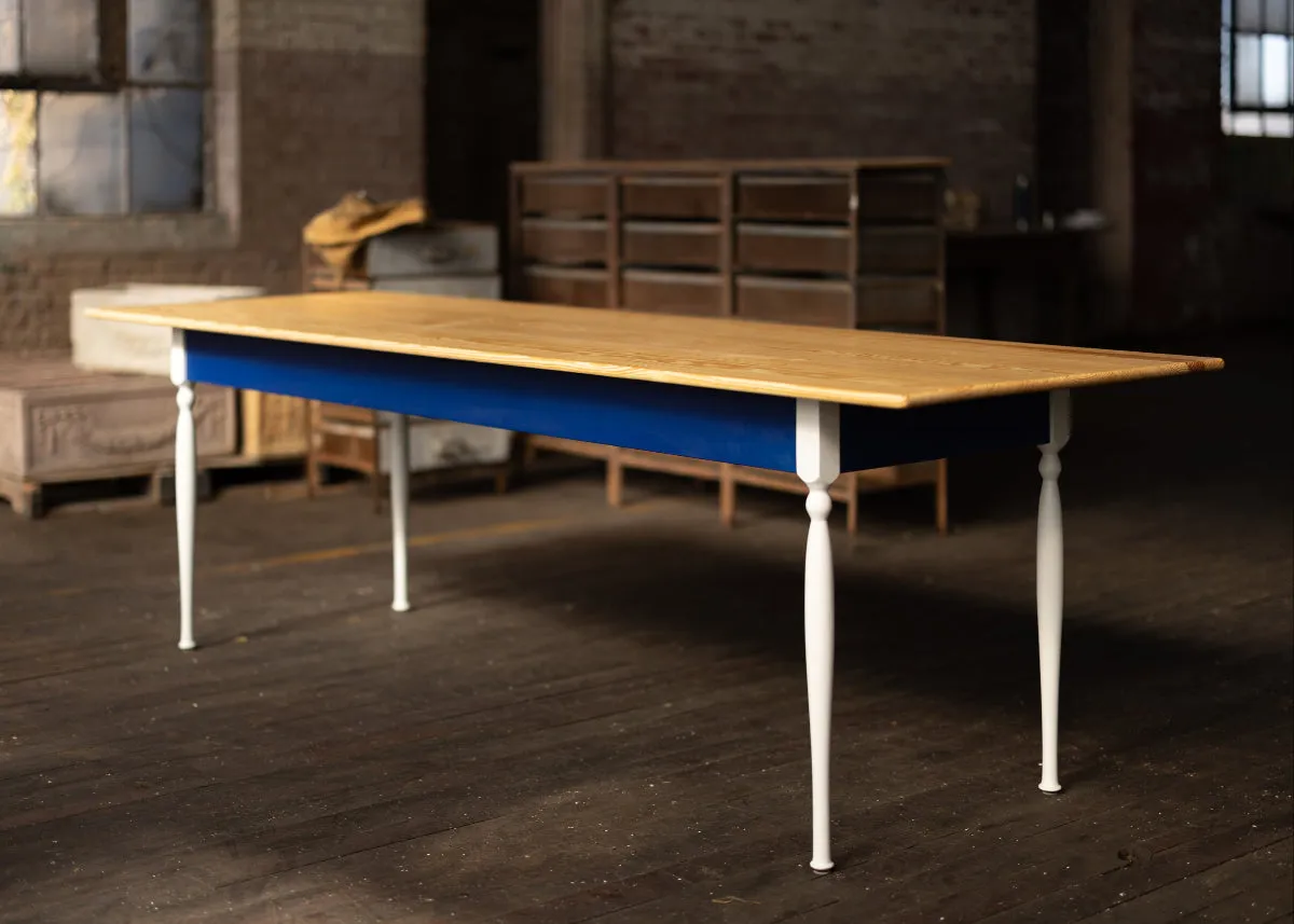 Down in the Holler Wood Dining Table | Almost Traditional Pine Farm table with Turned Legs