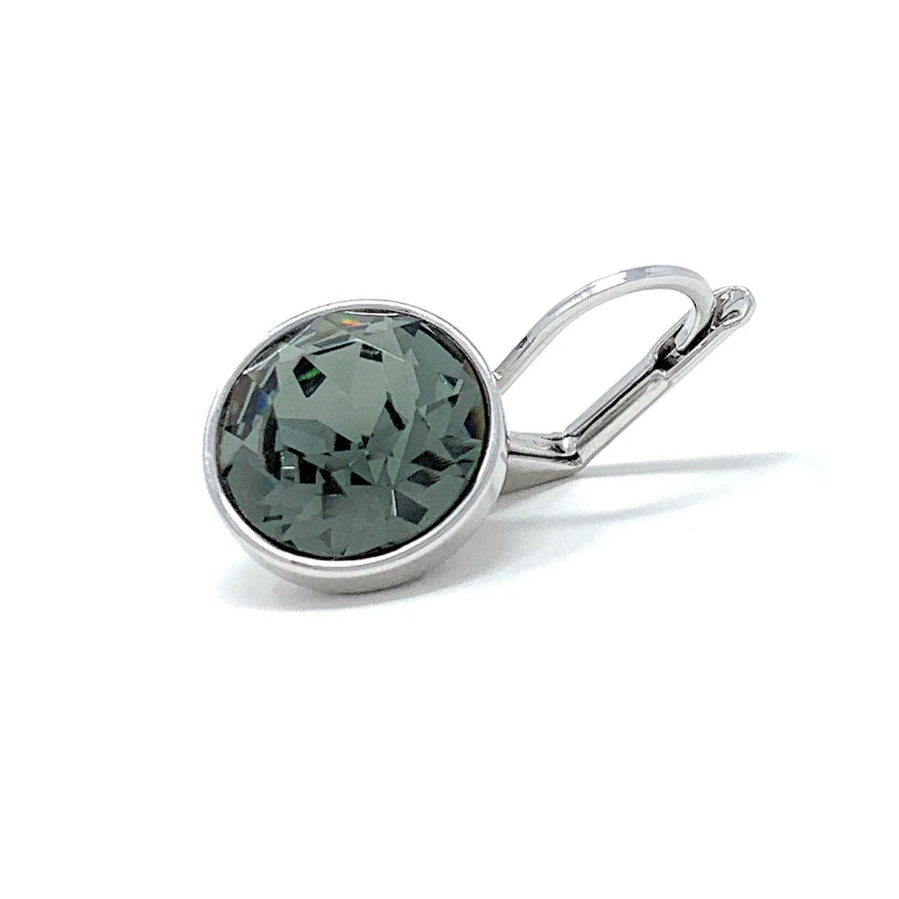 Drop Earrings with Black Diamond Crystals Rhodium Plated