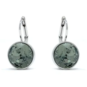 Drop Earrings with Black Diamond Crystals Rhodium Plated