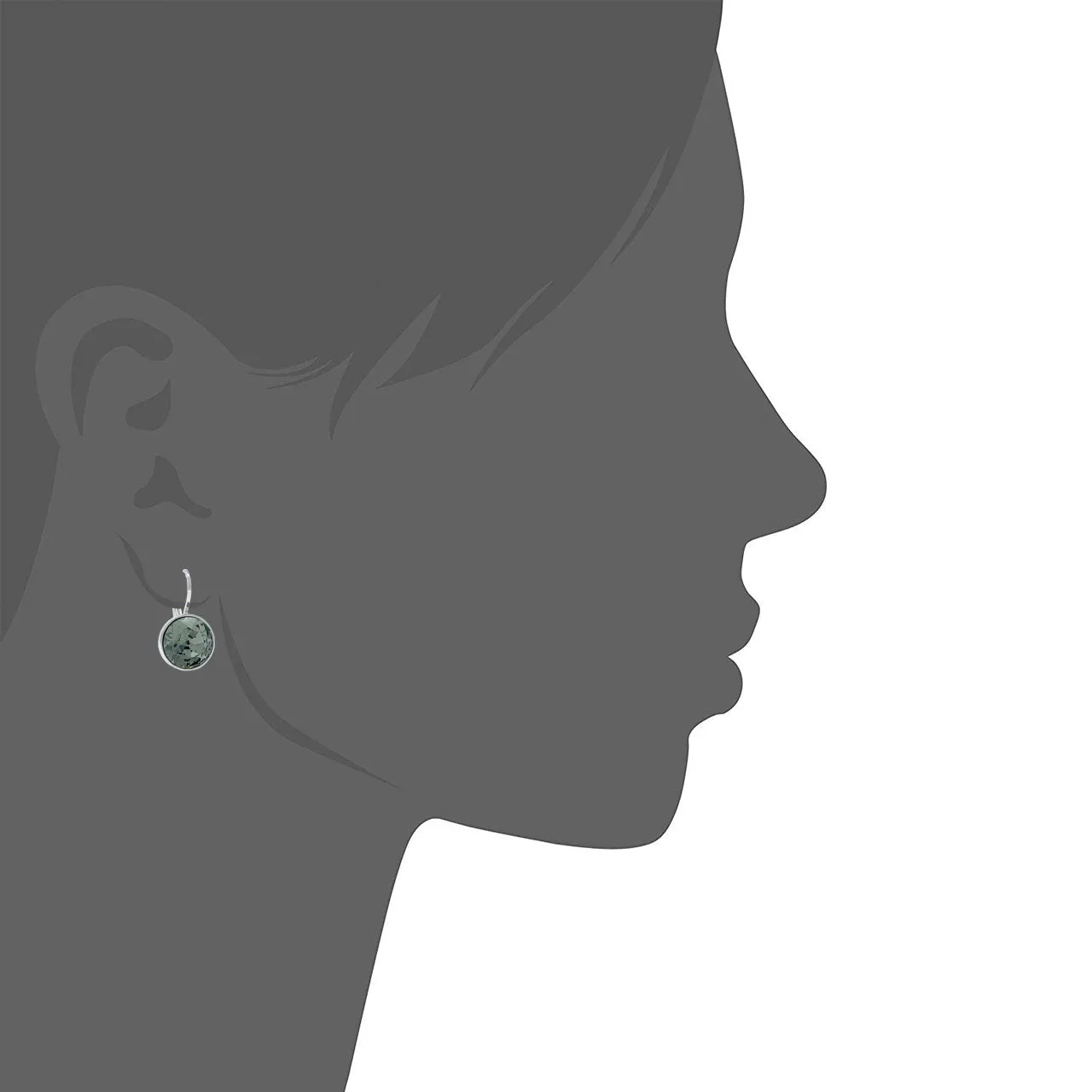 Drop Earrings with Black Diamond Crystals Rhodium Plated