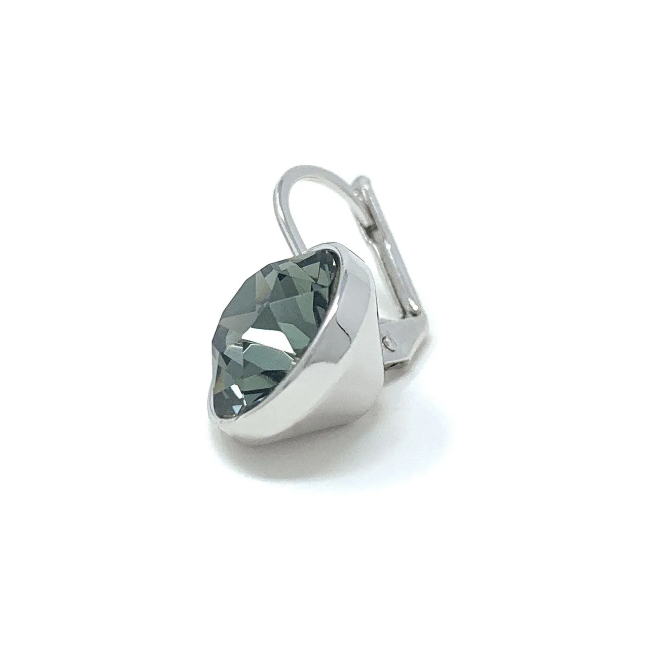 Drop Earrings with Black Diamond Crystals Rhodium Plated