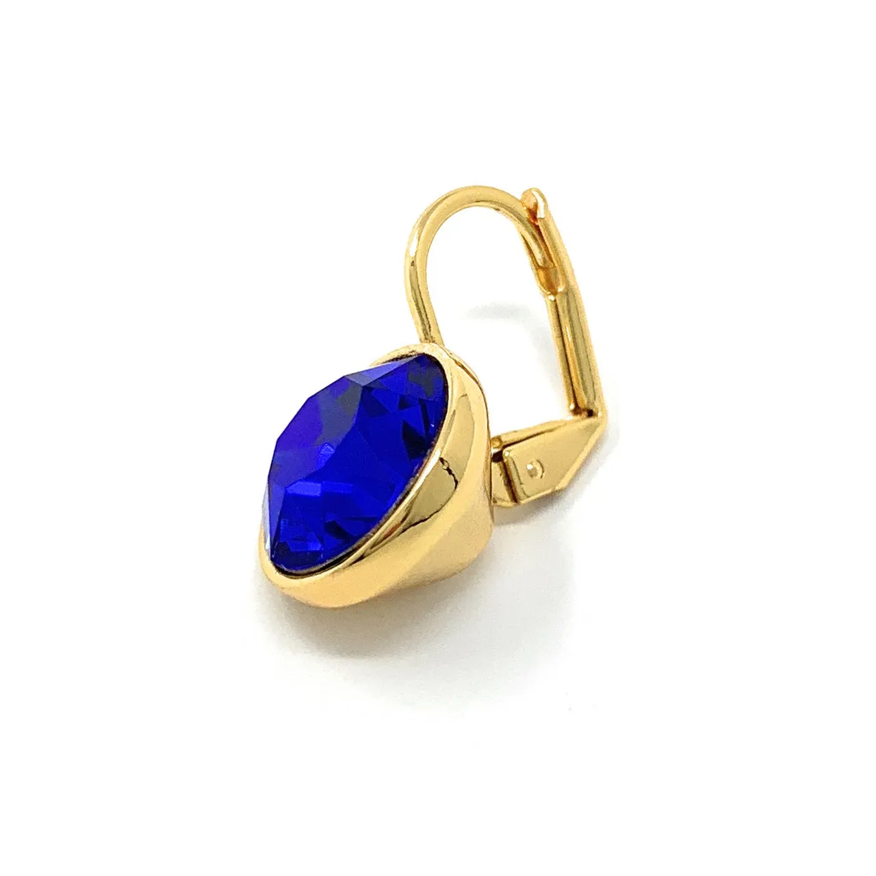 Drop Earrings with Blue Crystals Gold Plated