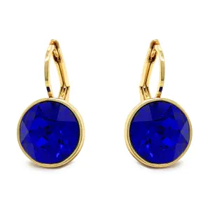 Drop Earrings with Blue Crystals Gold Plated
