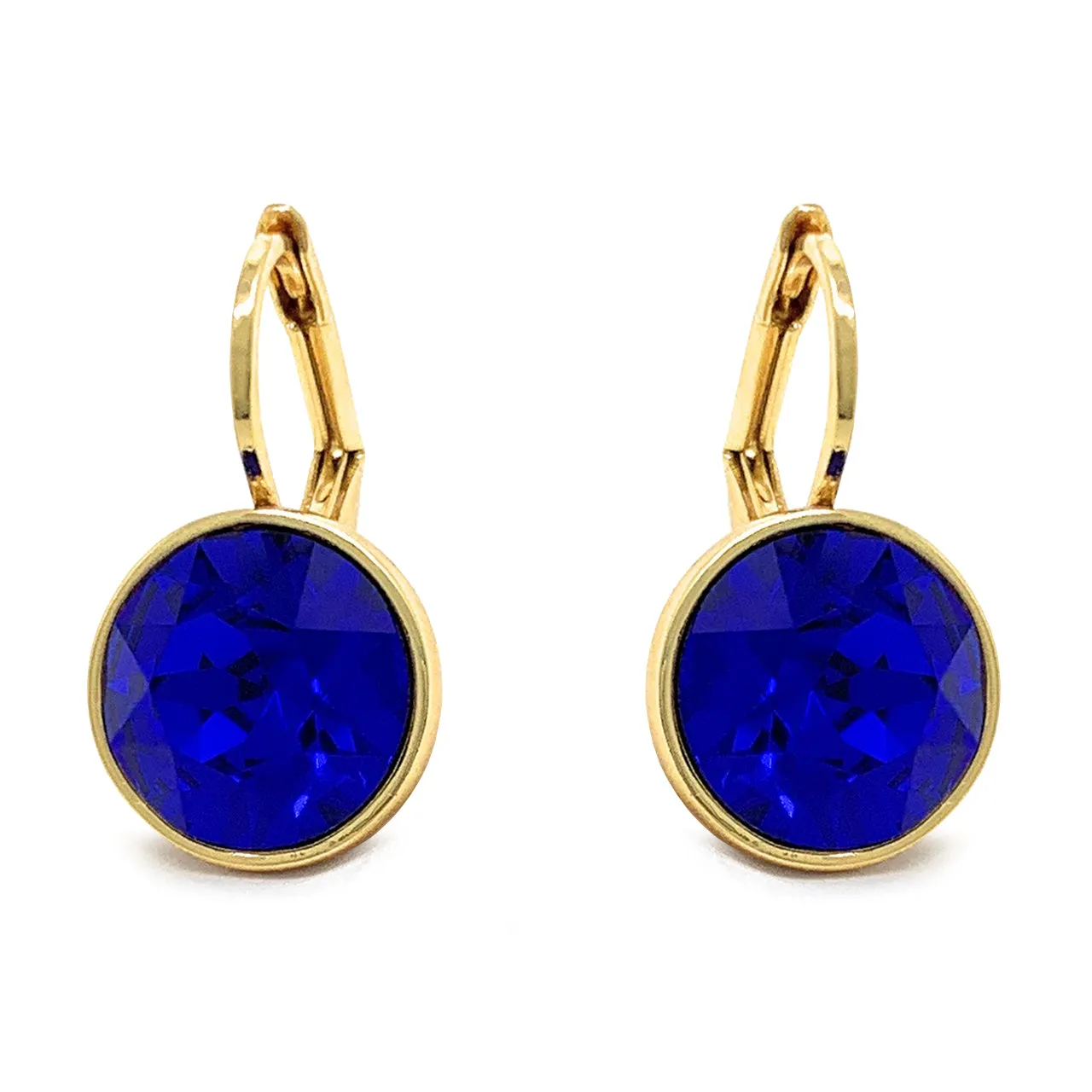 Drop Earrings with Blue Crystals Gold Plated