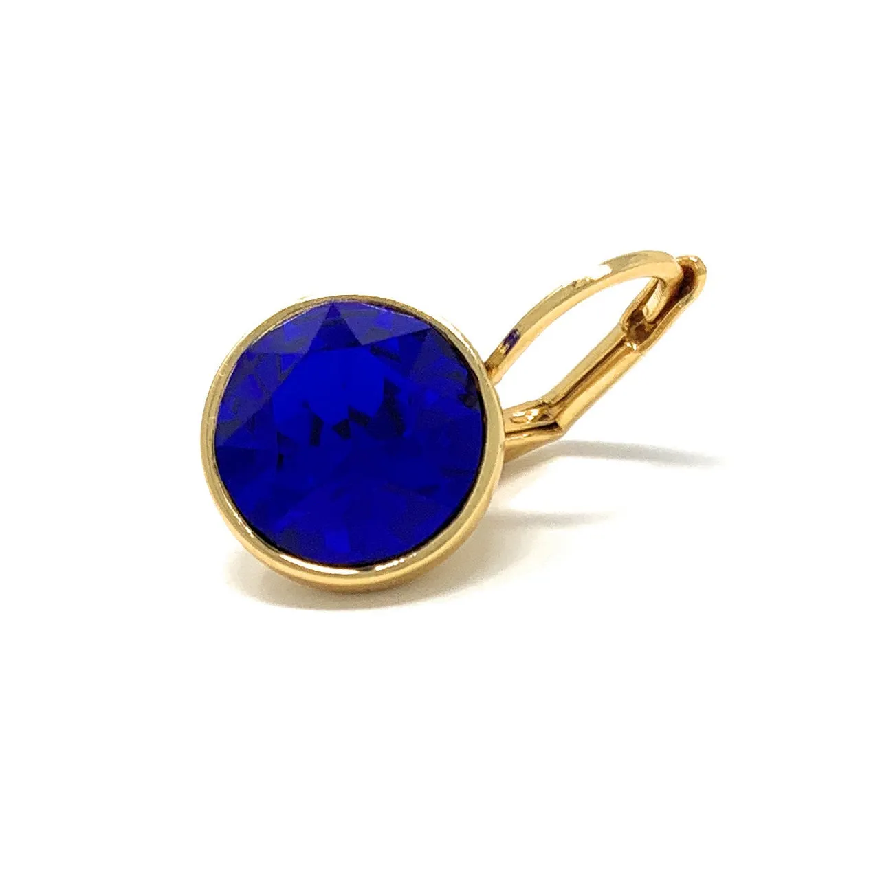 Drop Earrings with Blue Crystals Gold Plated