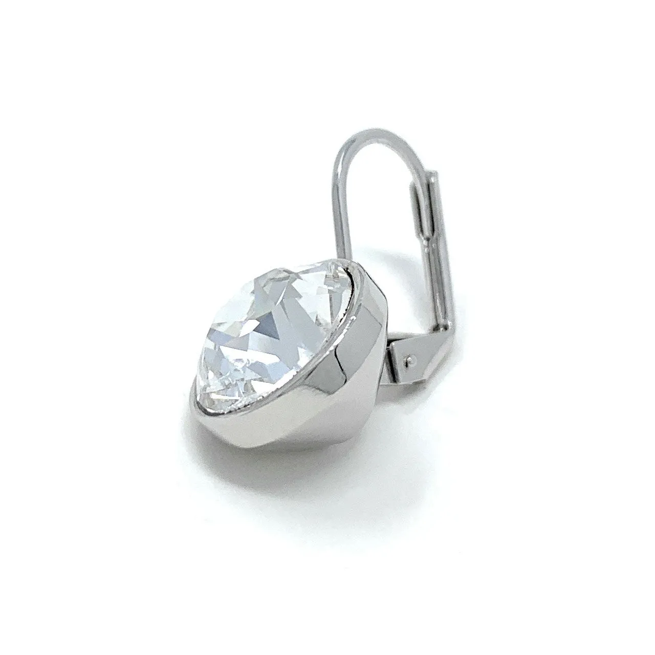Drop Earrings with Clear Crystals Rhodium Plated