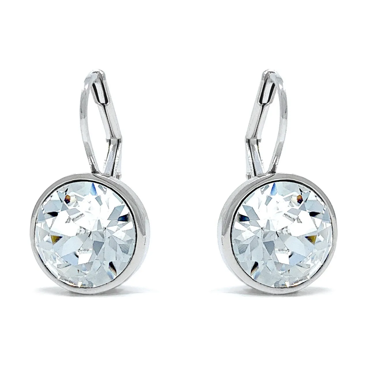 Drop Earrings with Clear Crystals Rhodium Plated