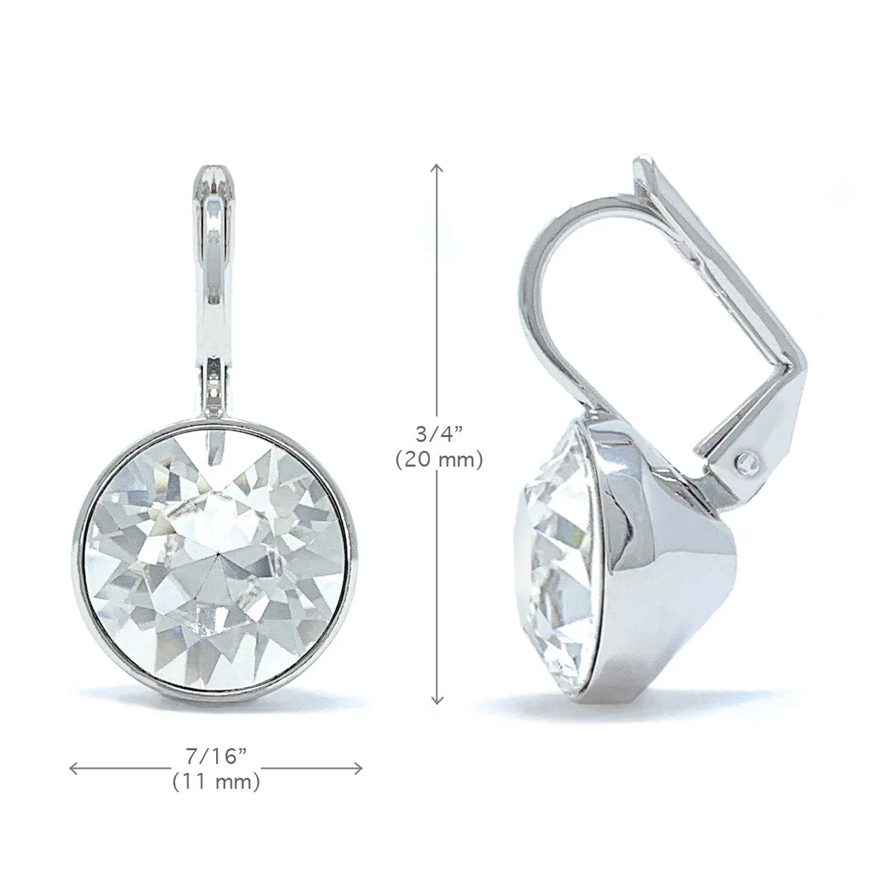 Drop Earrings with Clear Crystals Rhodium Plated