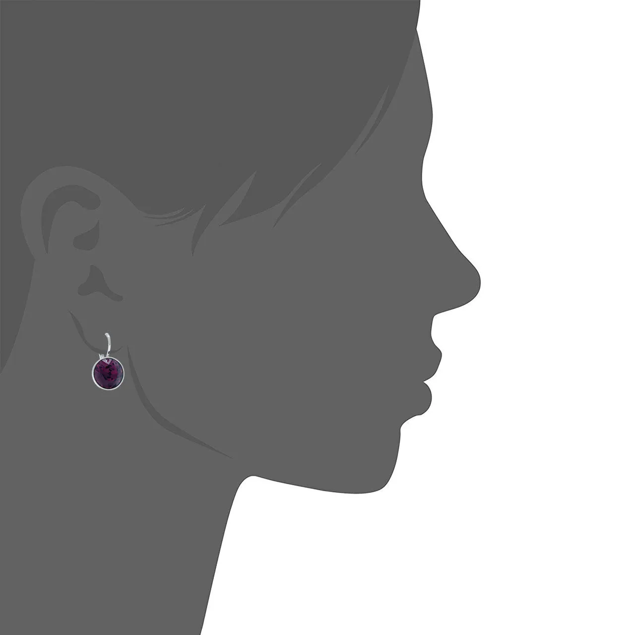 Drop Earrings with Purple Amethyst Crystals Rhodium Plated