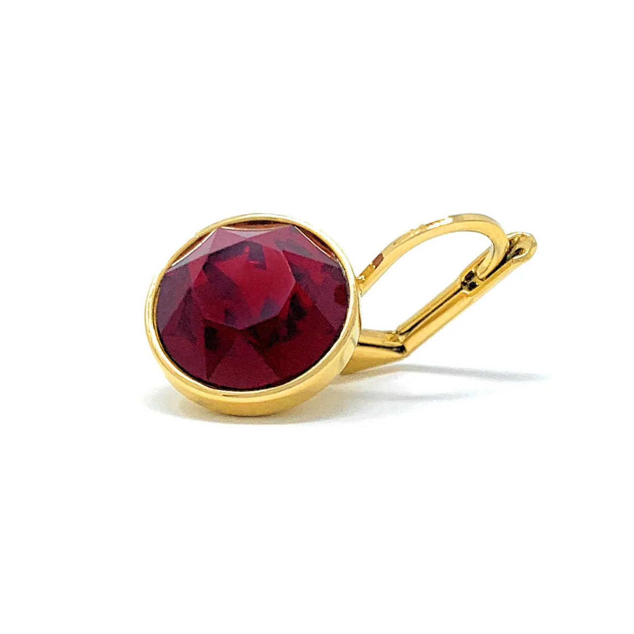Drop Earrings with Red Crystals Gold Plated