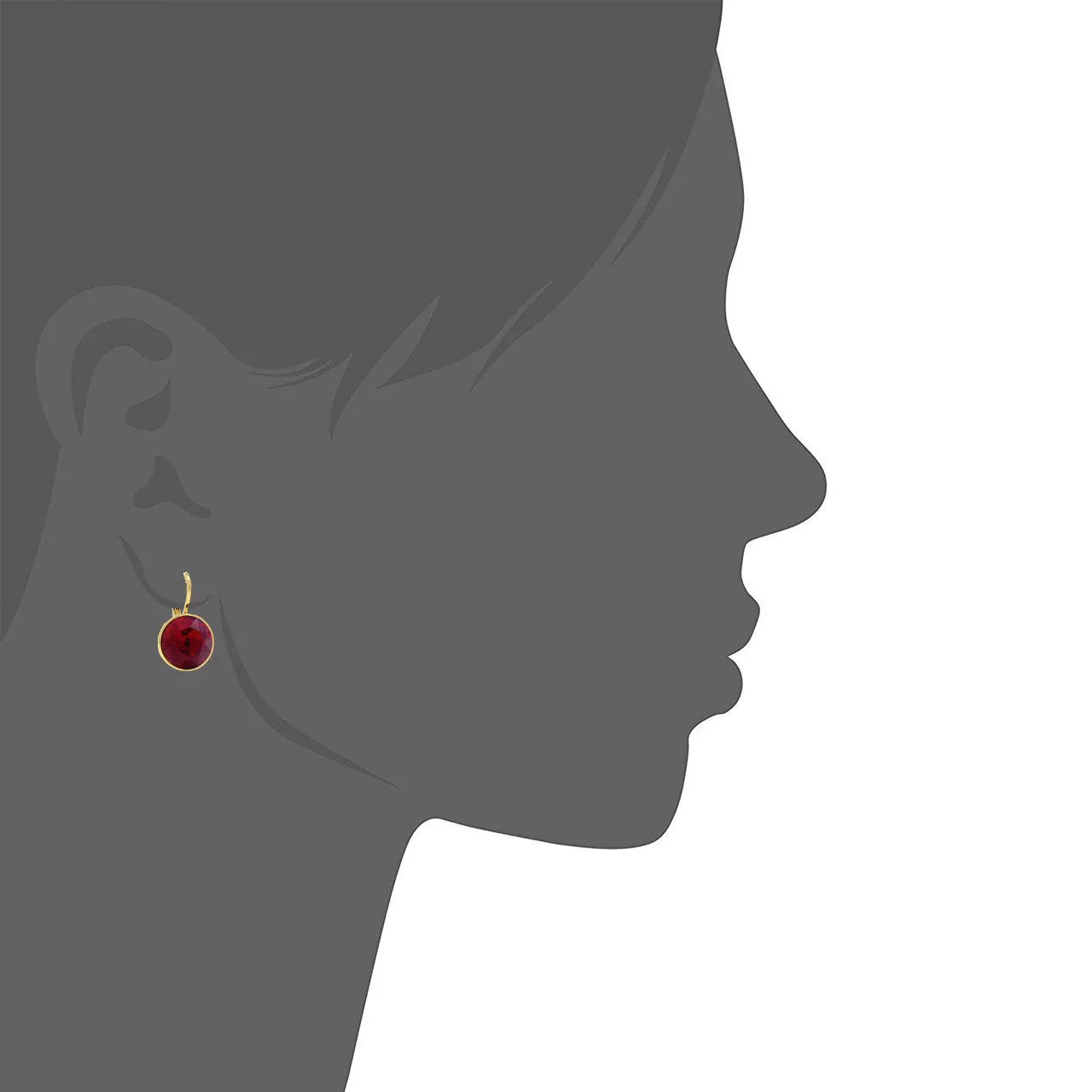 Drop Earrings with Red Crystals Gold Plated