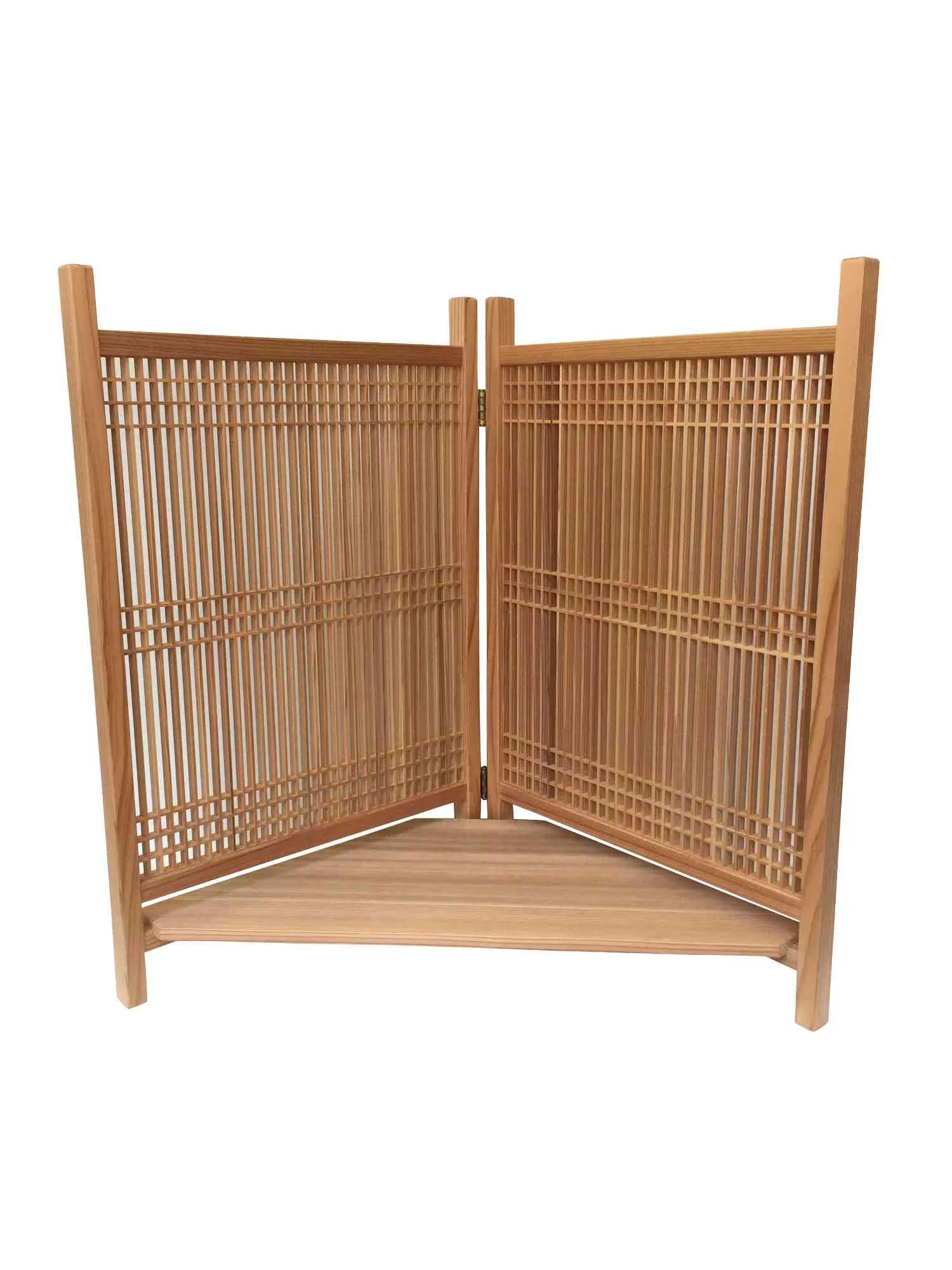 Edo Kumiko corner shelf - Grid pattern - Japanese cedar
