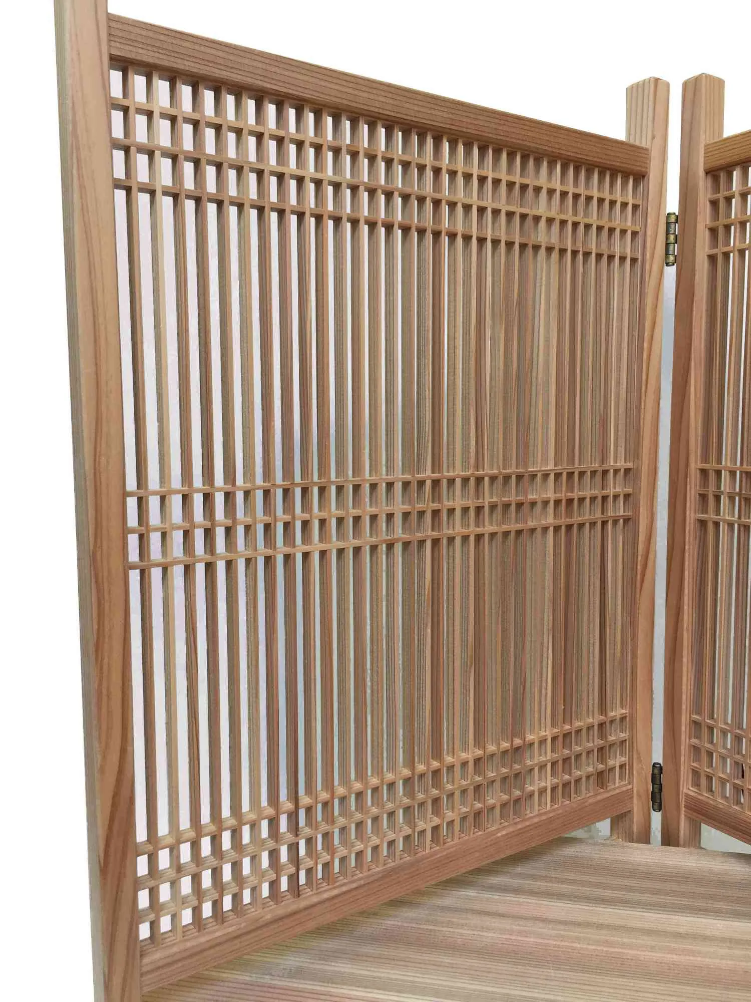 Edo Kumiko corner shelf - Grid pattern - Japanese cedar