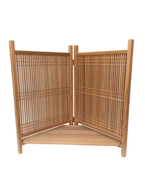 Edo Kumiko corner shelf - Grid pattern - Japanese cedar