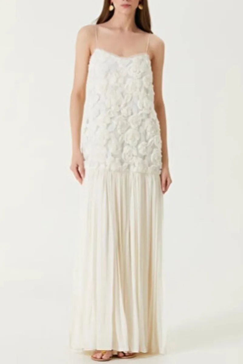 Elegant Flower Shape V Neck Long Dresses