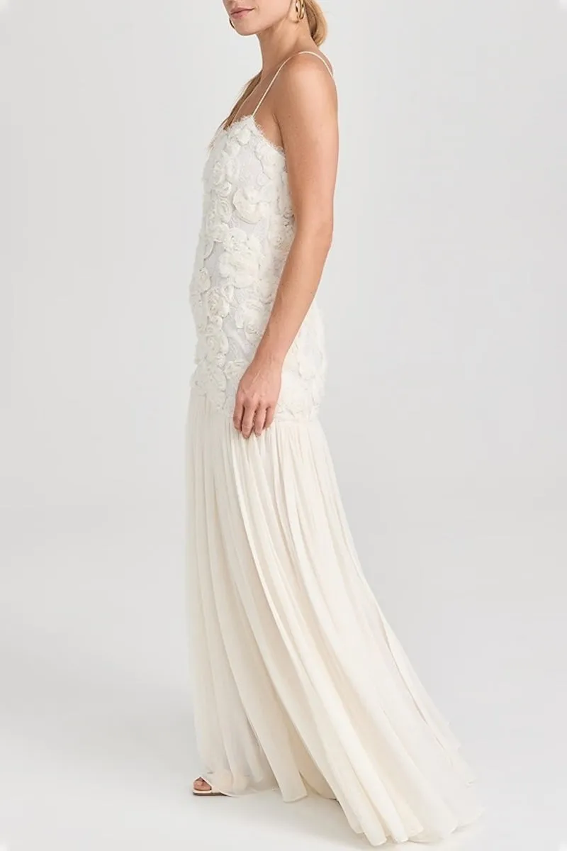 Elegant Flower Shape V Neck Long Dresses