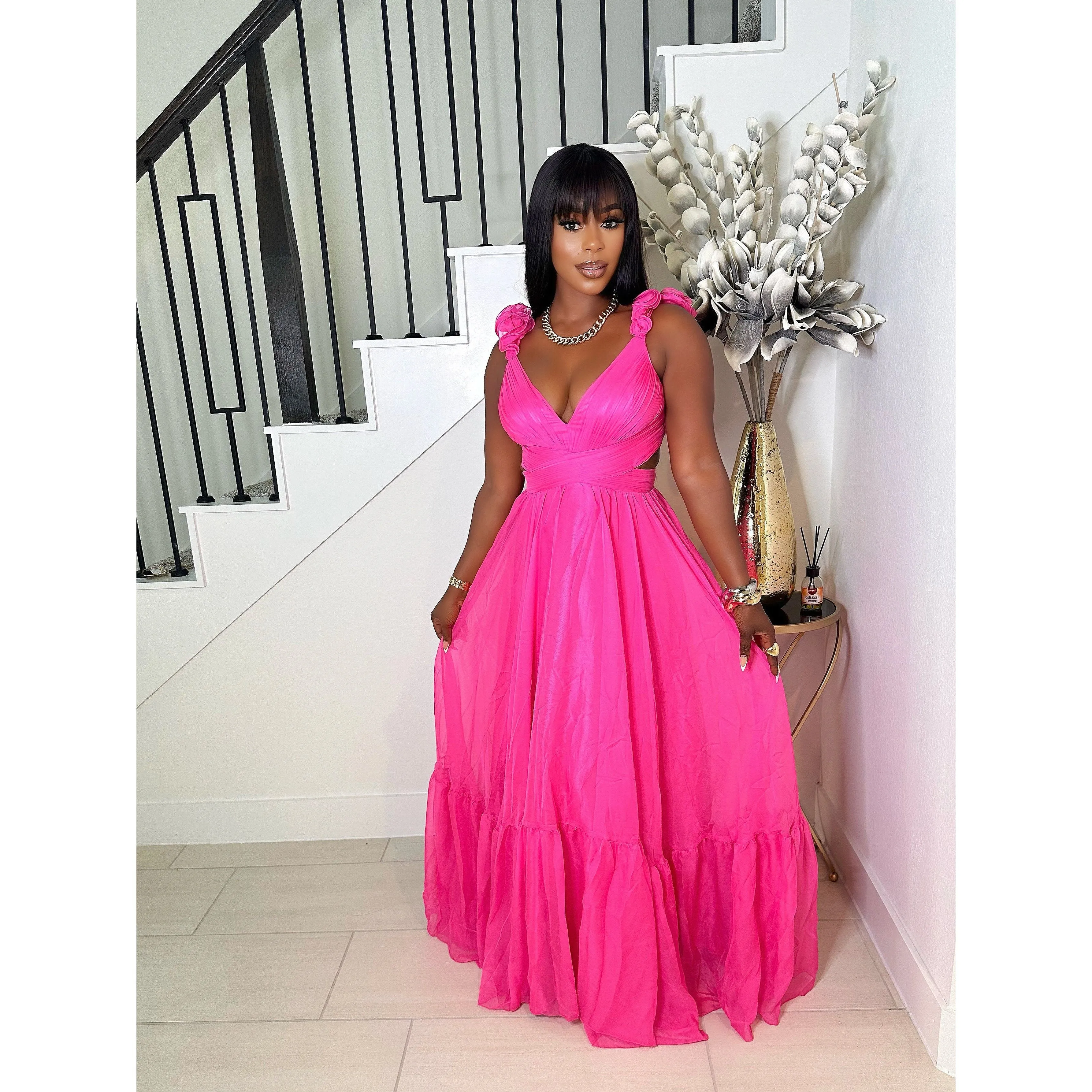 ELEGANT TASTE MAXI DRESS (FUCHSIA)
