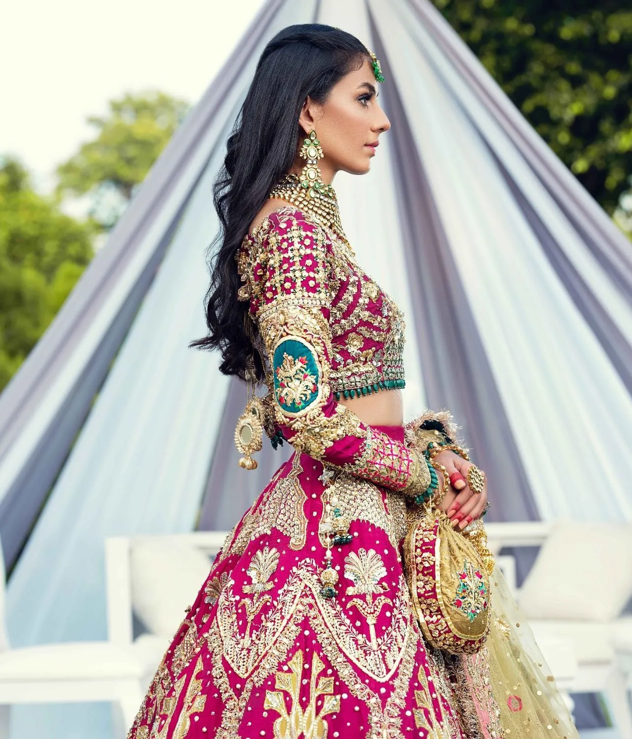 Embellished Bridal Lehenga Choli and Dupatta Dress