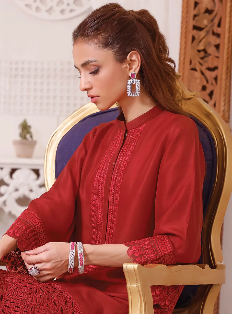 Embroidered Salwar Kameez Pakistani Red Dress for Eid