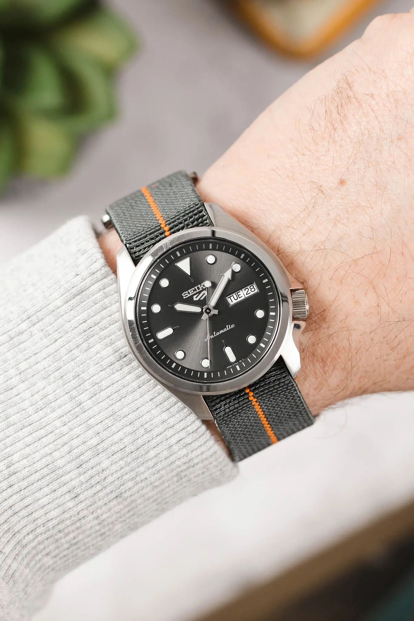 Erika's Originals MIRAGE MN™ Strap with ORANGE Centerline - BRUSHED Hardware