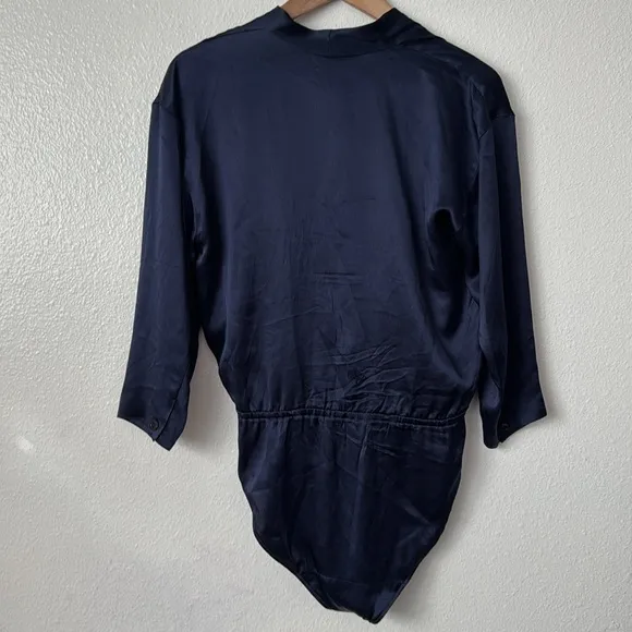 Escada 36 Navy Satin Bodysuit