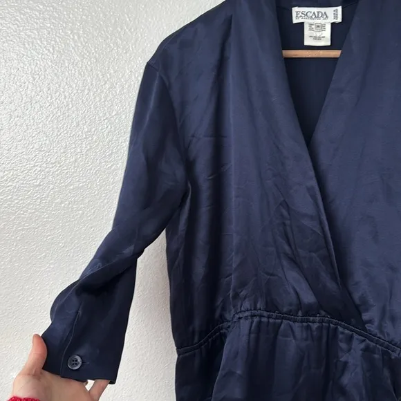 Escada 36 Navy Satin Bodysuit