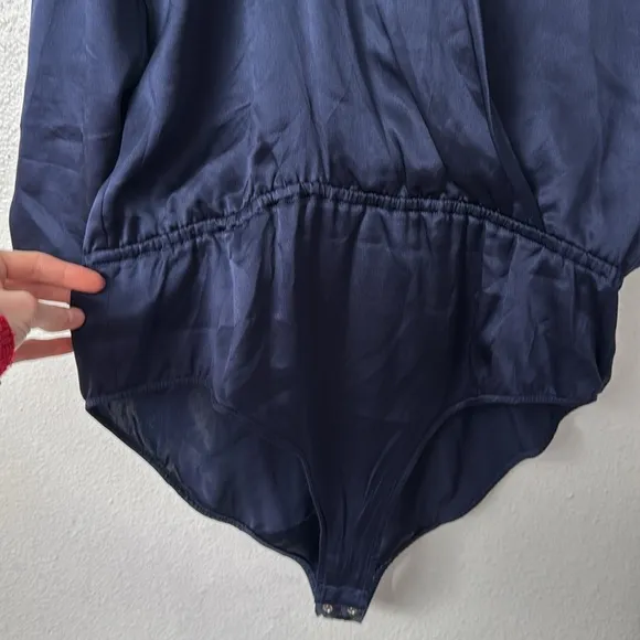 Escada 36 Navy Satin Bodysuit