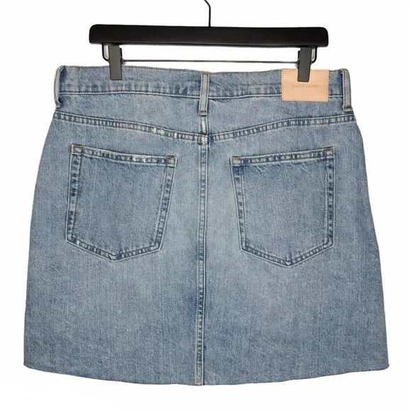 Everlane Denim Reconstructed Skirt 31 Vintage Light Blue Jean Raw Hem Cotton NWT
