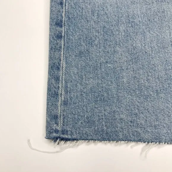 Everlane Denim Reconstructed Skirt 31 Vintage Light Blue Jean Raw Hem Cotton NWT