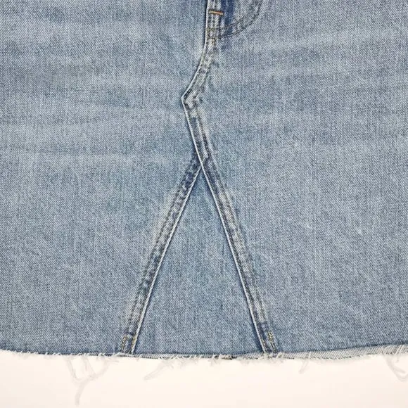 Everlane Denim Reconstructed Skirt 31 Vintage Light Blue Jean Raw Hem Cotton NWT