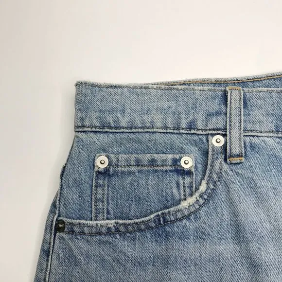 Everlane Denim Reconstructed Skirt 31 Vintage Light Blue Jean Raw Hem Cotton NWT