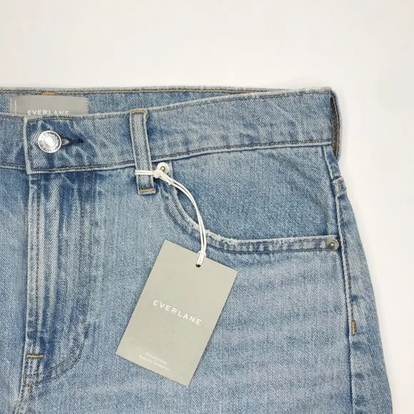 Everlane Denim Reconstructed Skirt 31 Vintage Light Blue Jean Raw Hem Cotton NWT