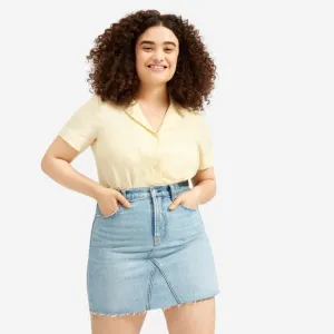 Everlane Denim Reconstructed Skirt 31 Vintage Light Blue Jean Raw Hem Cotton NWT