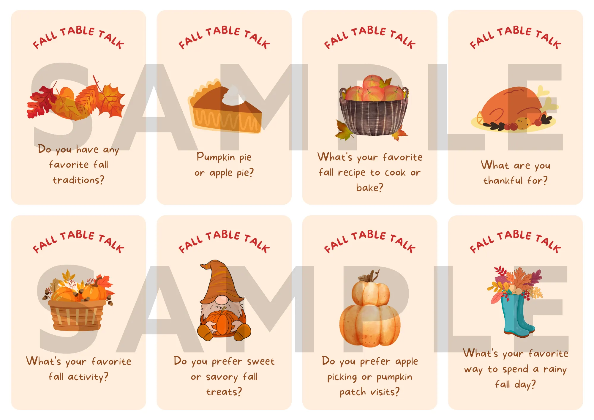 Fall Table Talk Cards