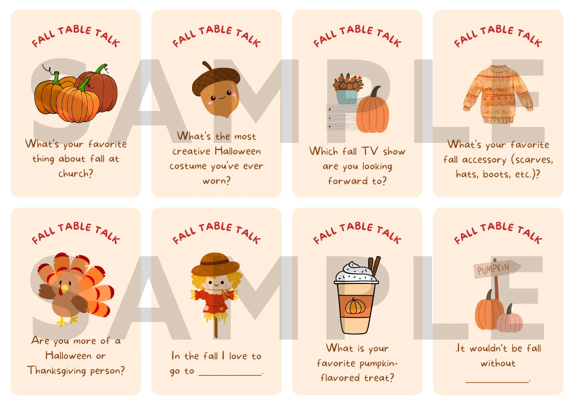 Fall Table Talk Cards